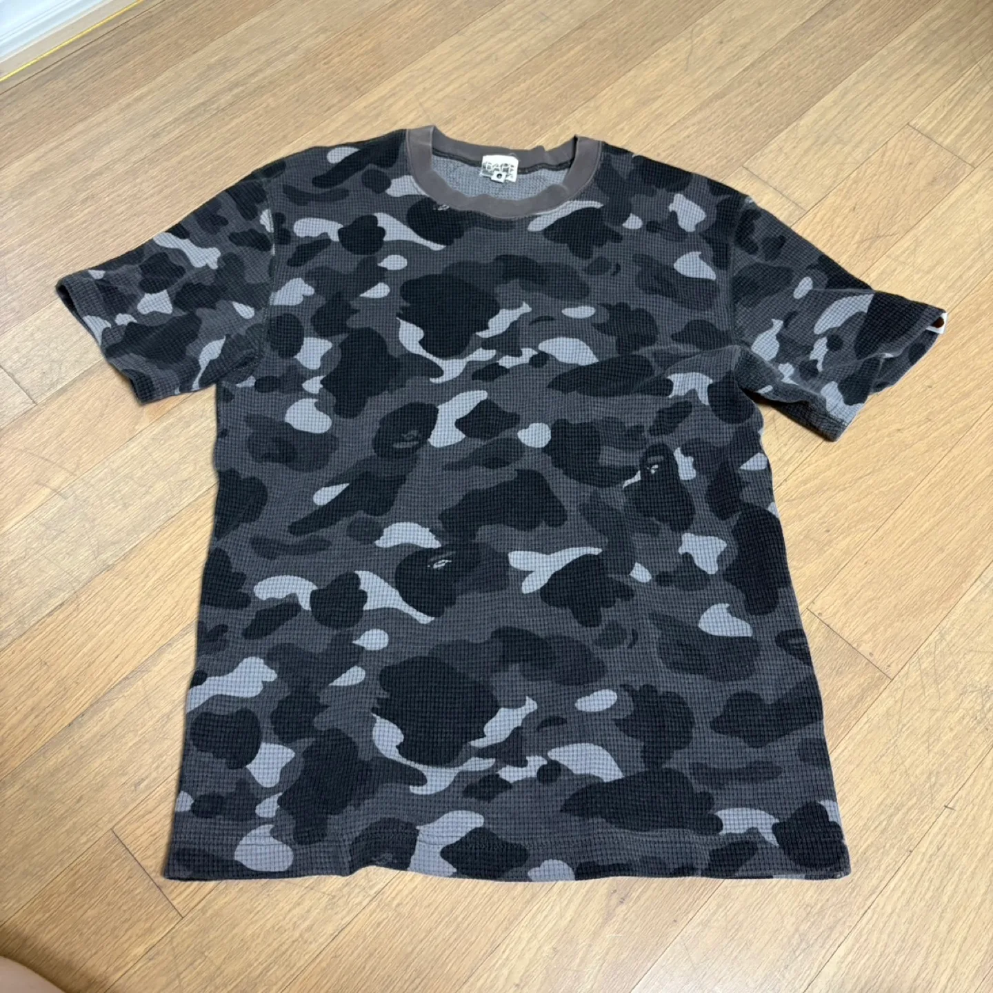베이프 카모 와플 반팔 티셔츠