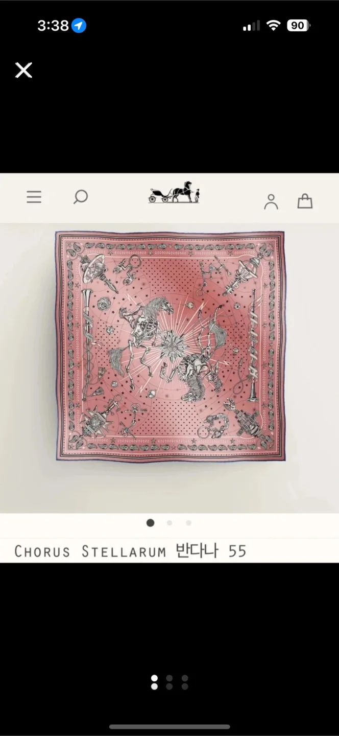 【새상품】에르메스 반다나 55cm 스카프 핑크