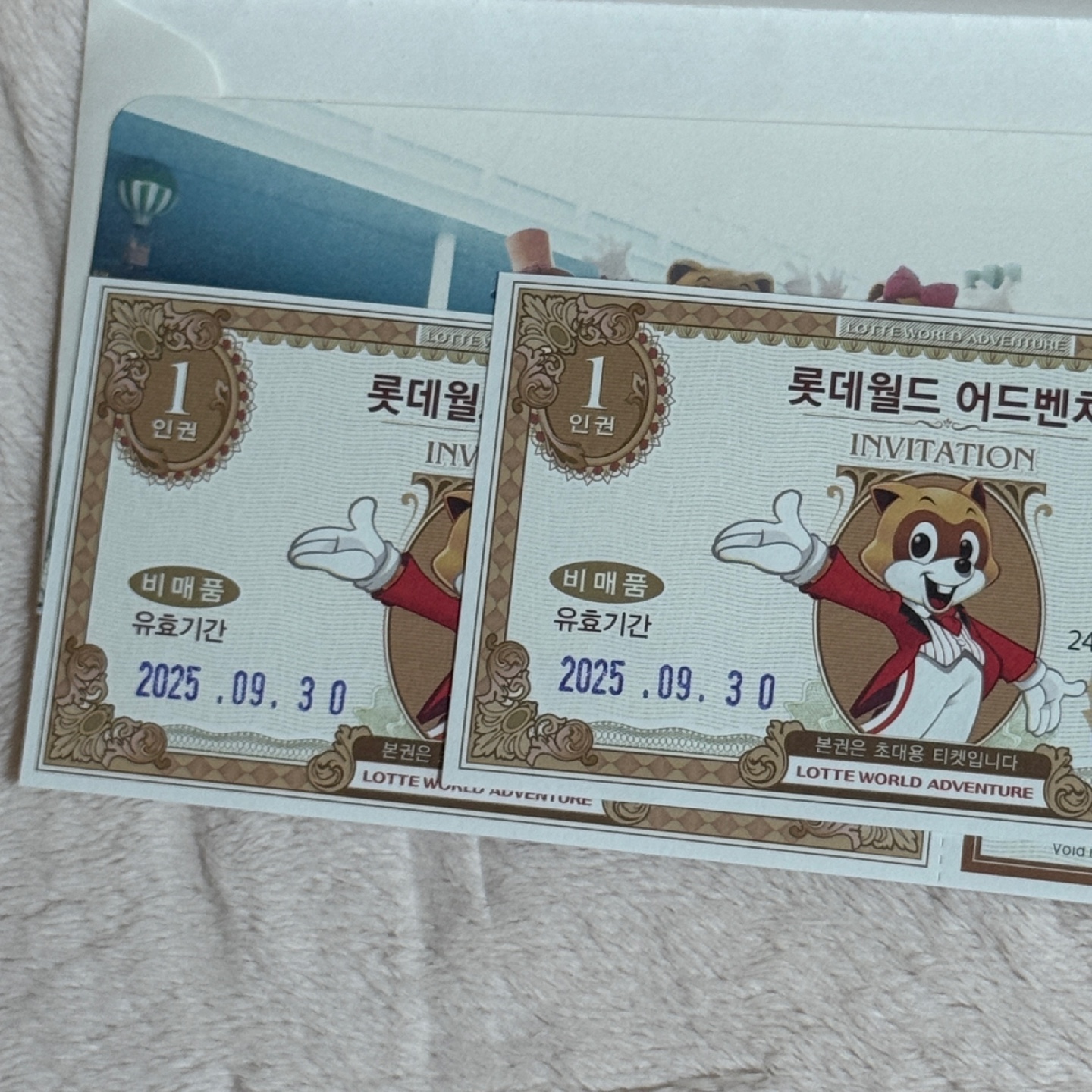 롯데월드 자유이용권 2매 일괄