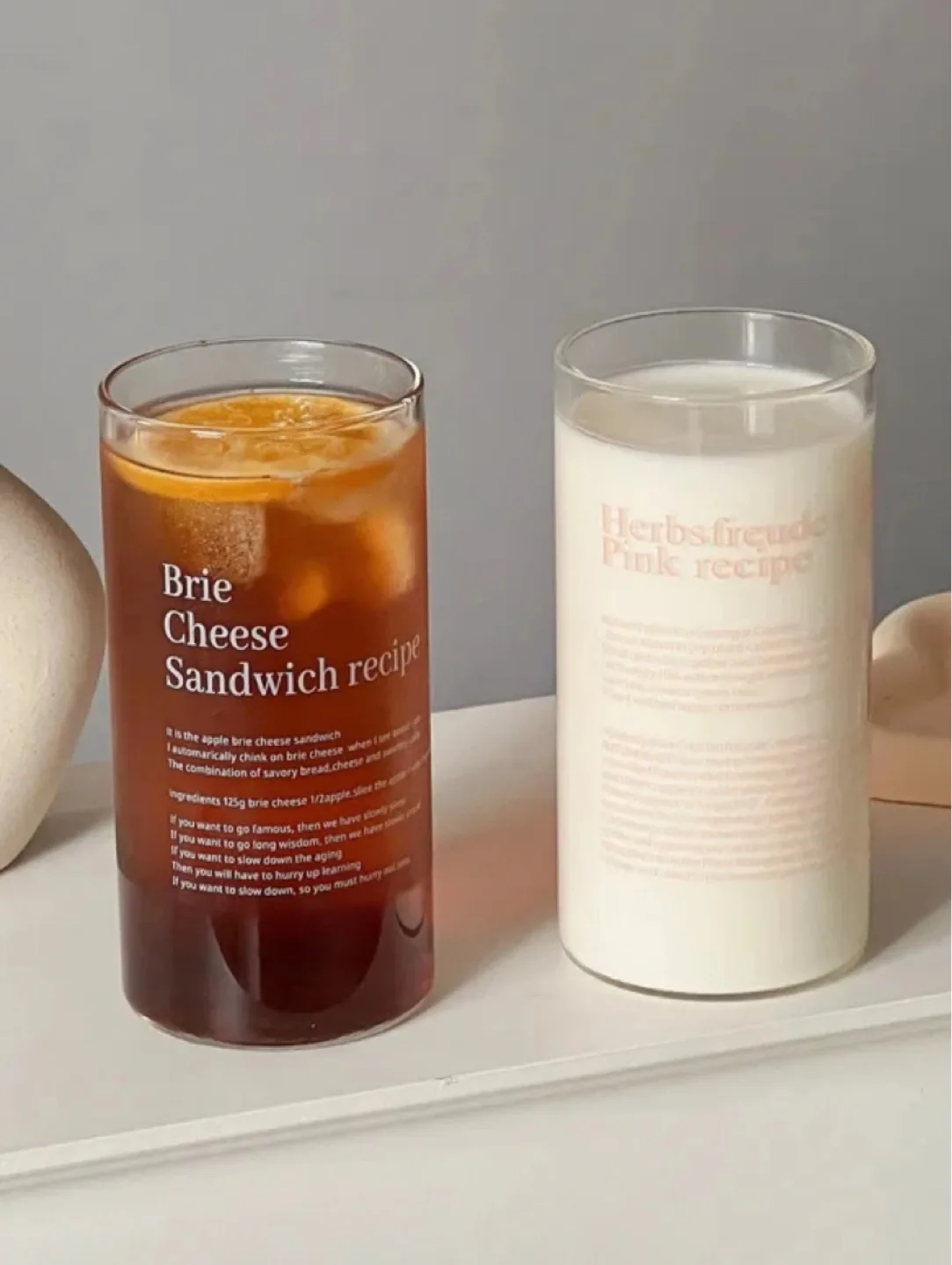 (새 제품) 레터링 내열 유리컵 핑크, 화이트 2개