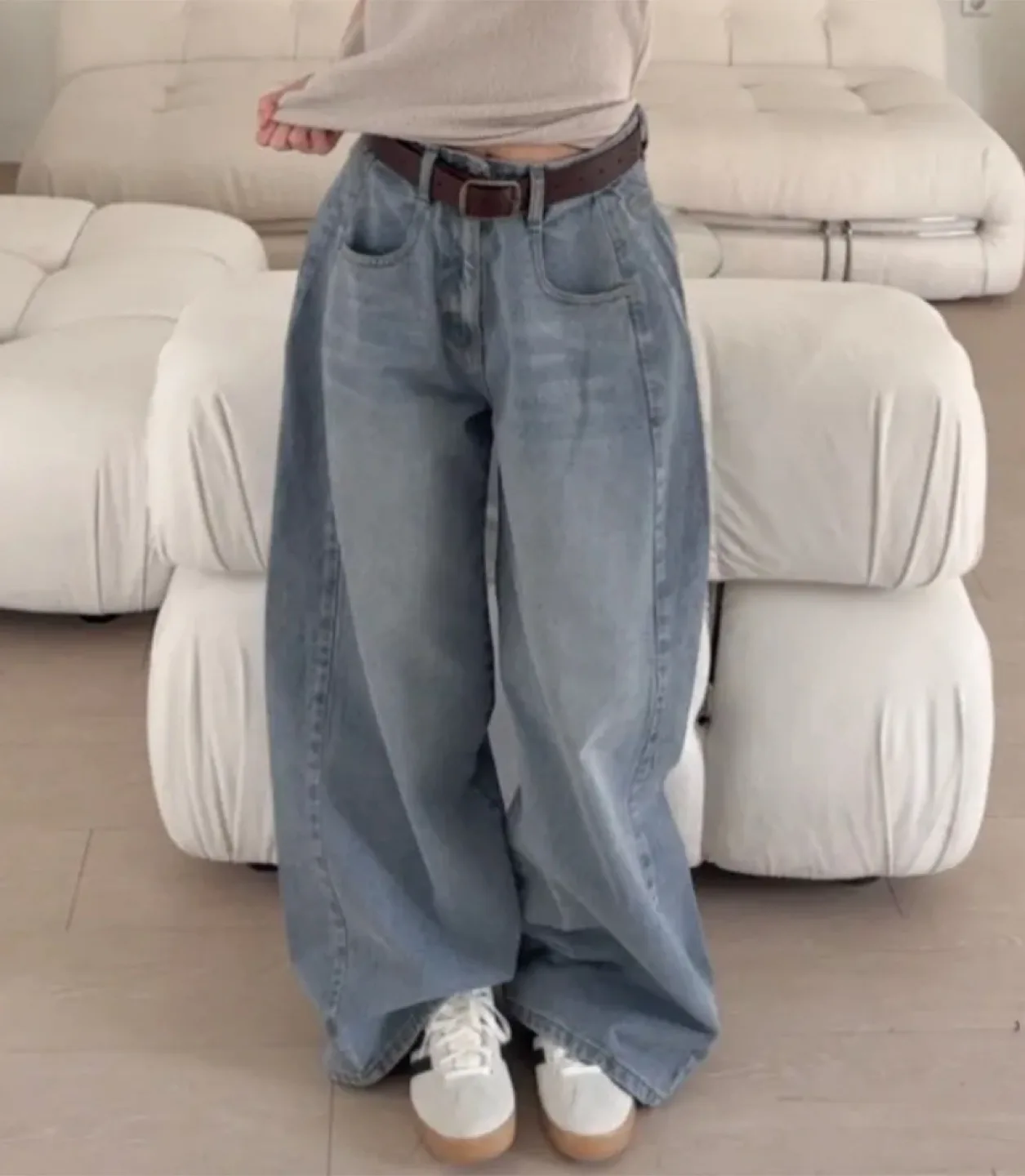 아워타입 커브 와이드 데님 팬츠