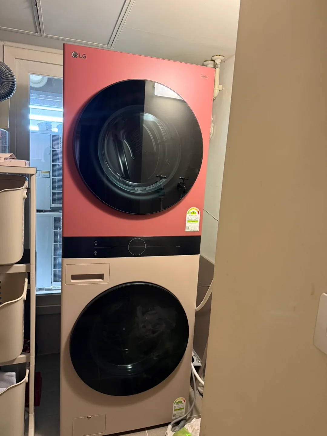 LG 오브제 워시타워 릴리로즈/베이지 (급처)