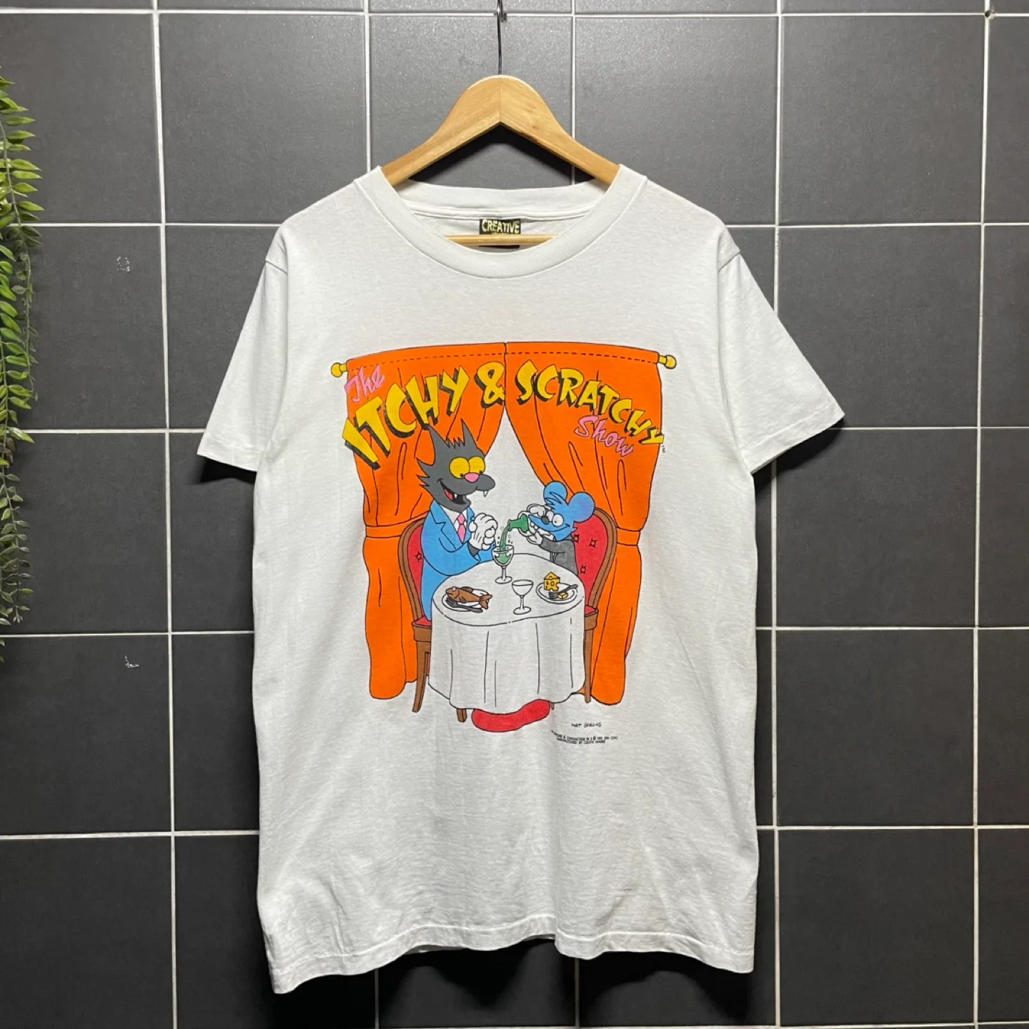 90s 심슨 이치 앤 스크레치 빈티지 반팔티