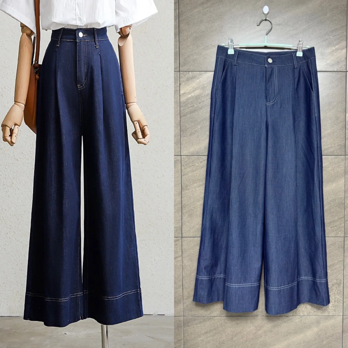 💥옷장정리💥 -  부드러운 여름 일자 와이드 청바지 (새상품M) 택 있음