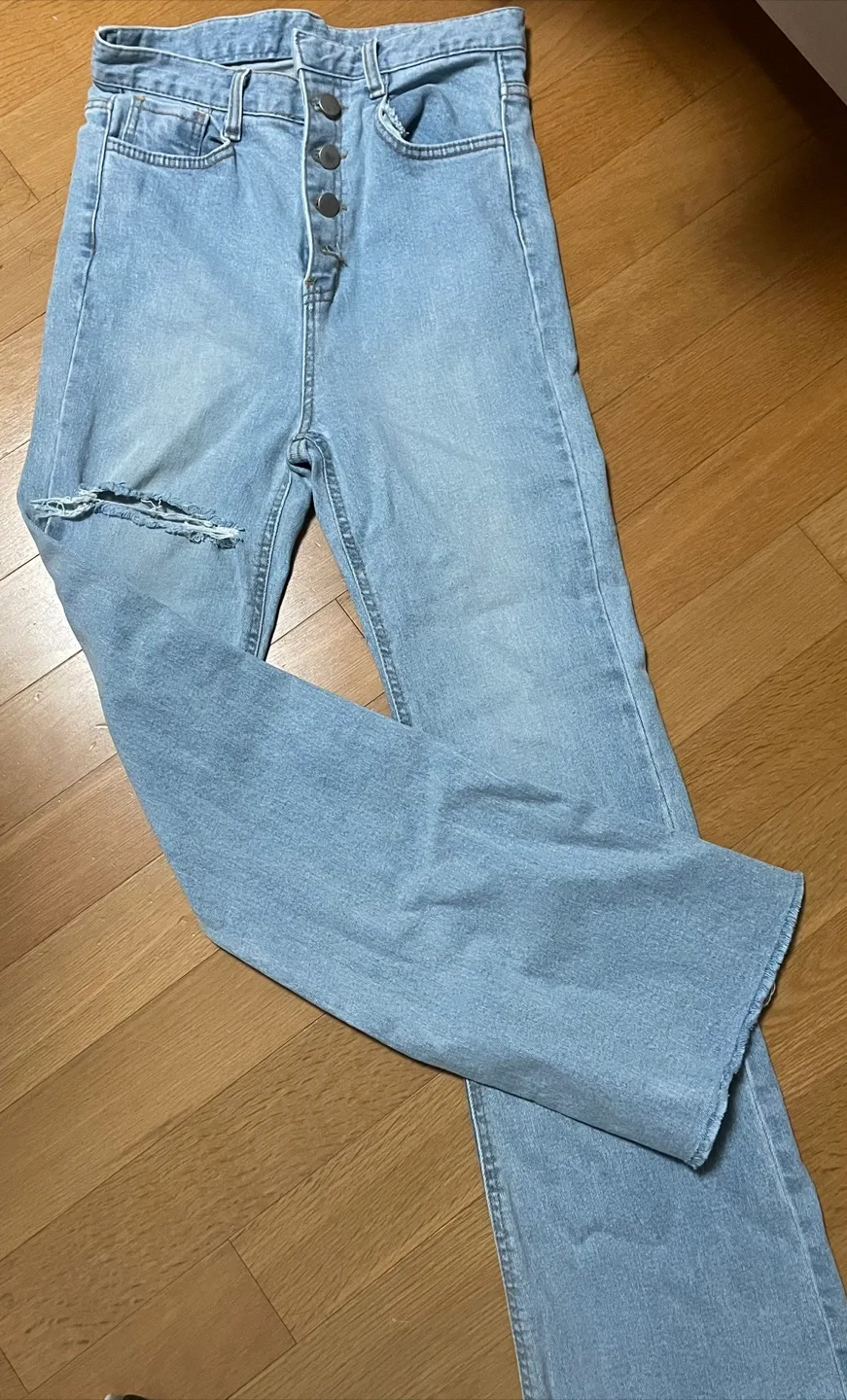 하이웨스트 세미 부츠컷 연청바지 M