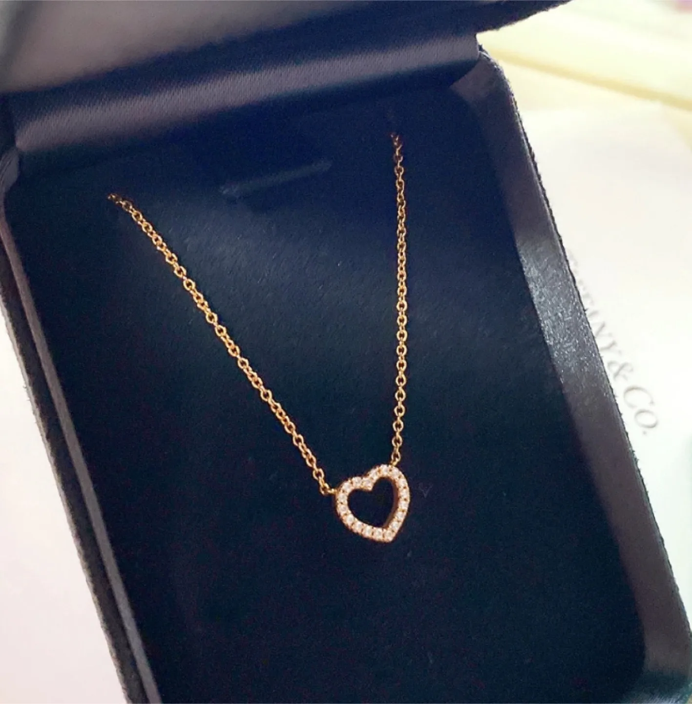 티파니앤코 메트로 하트 로즈골드 다이아몬드 목걸이