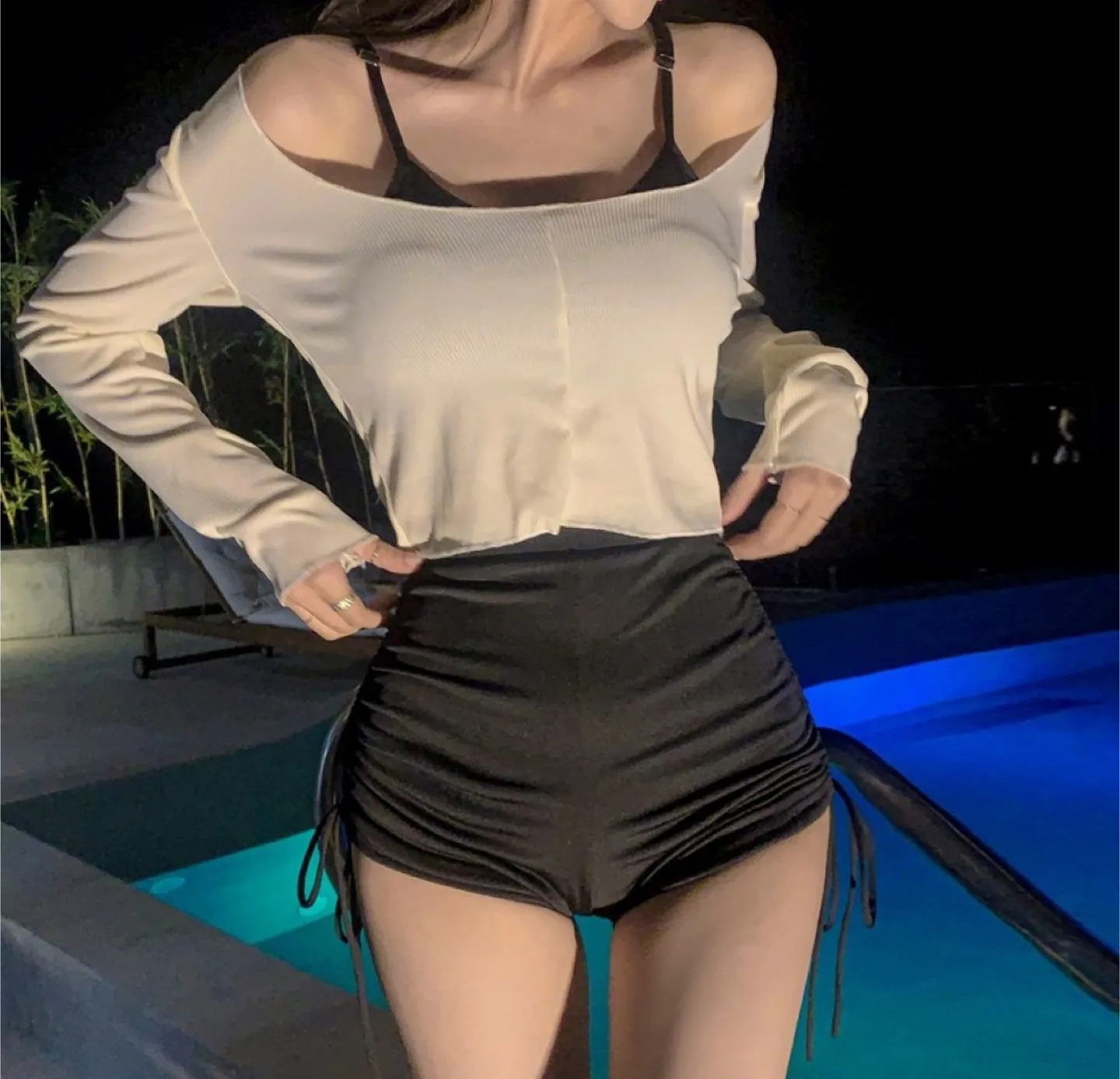 블랙 비키니 수영복 3피스 Free