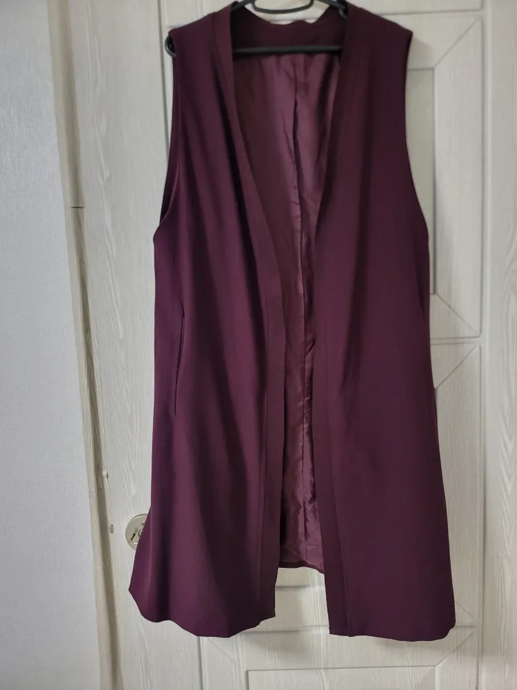 와인색 롱 조끼 Free 사이즈