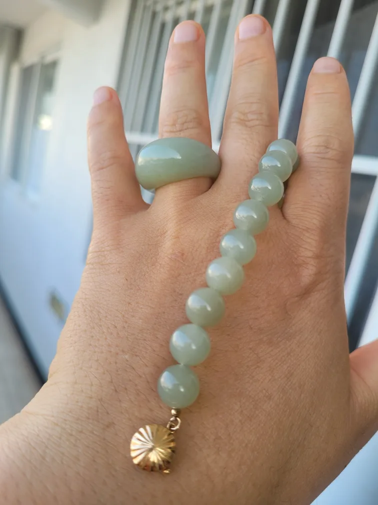 14k옥 목걸이 옥반지세트