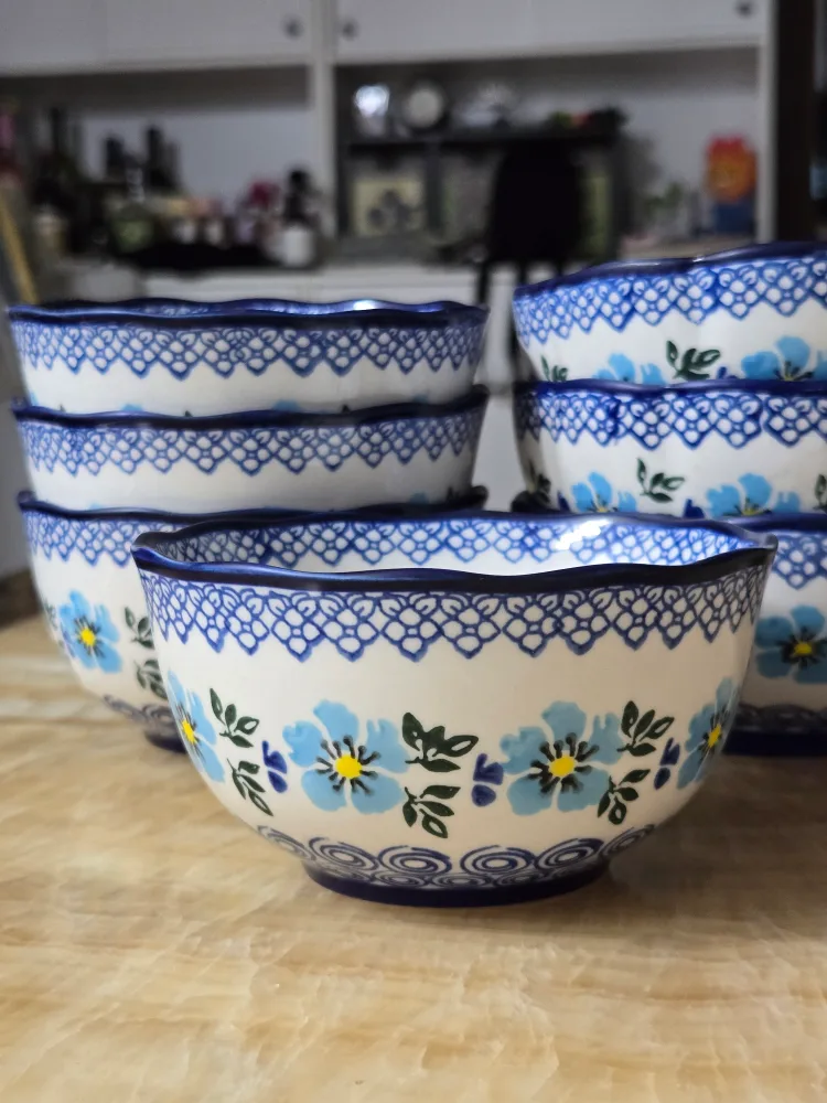 중고 폴란드풍 도자기 밥공기.국그릇 총7개