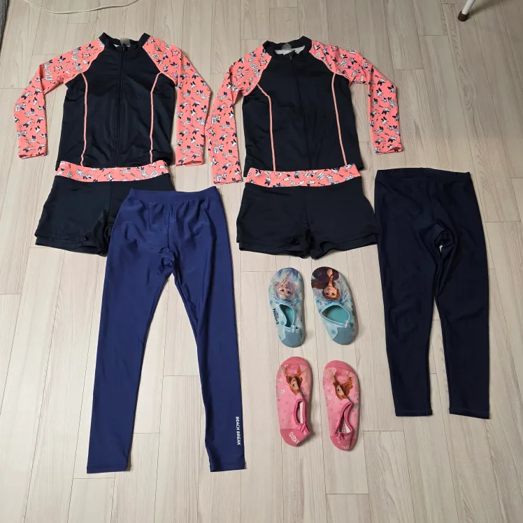 엘르 여아 래쉬가드 75~80 2벌+워터슈즈