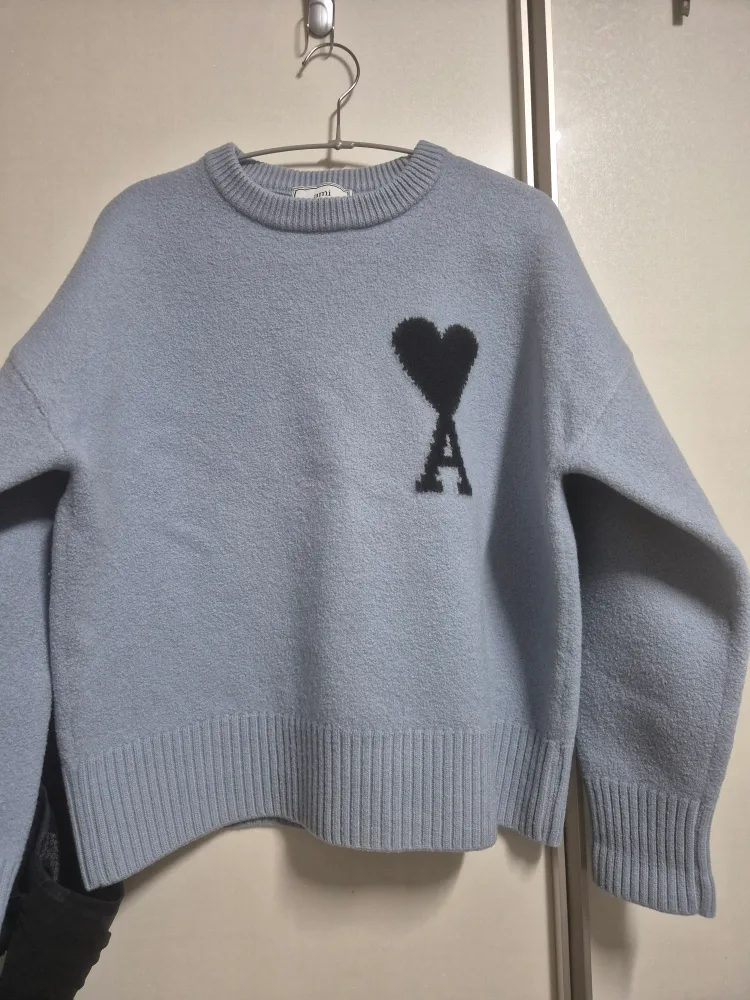 아미 인타르시아 스틸 블루 니트