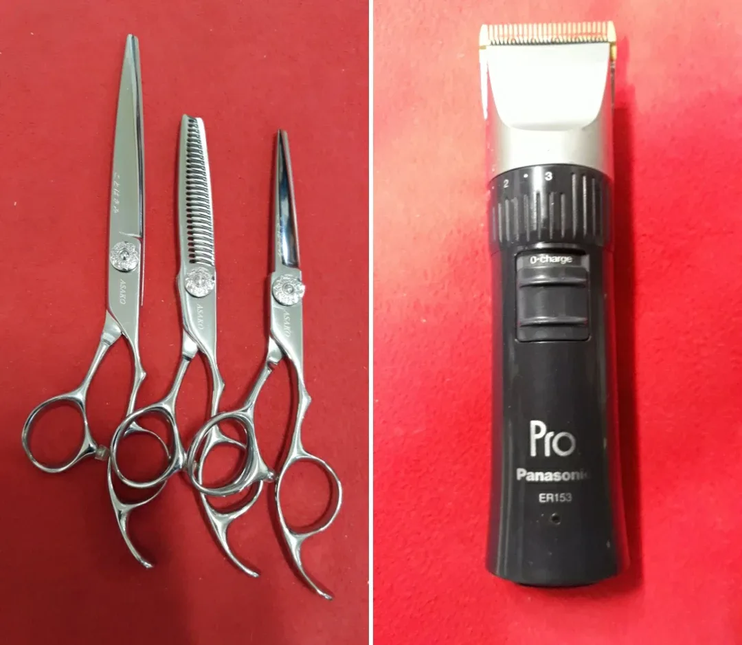 미용가위 3개와 새것같은중고 바리깡힙쳐 37만원 원가정리판매합니다 새가위