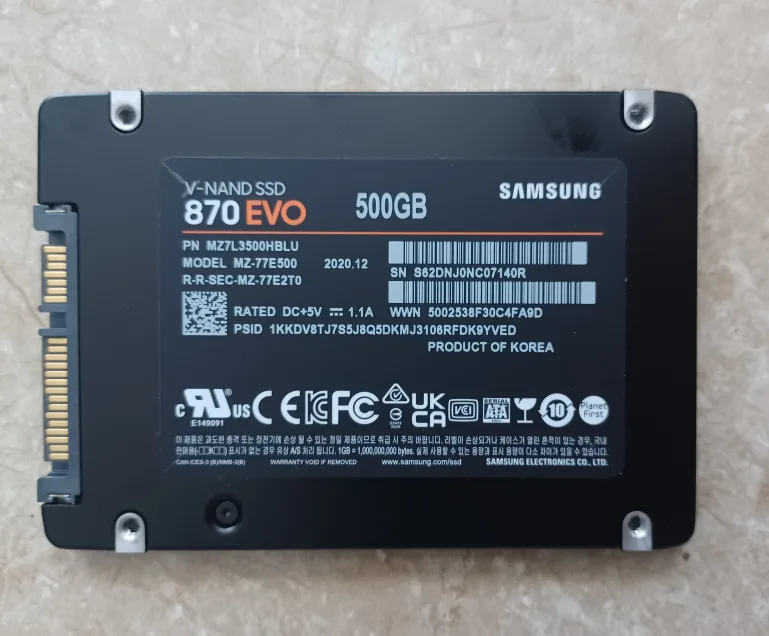 중고 삼성 870 EVO 500GB SSD