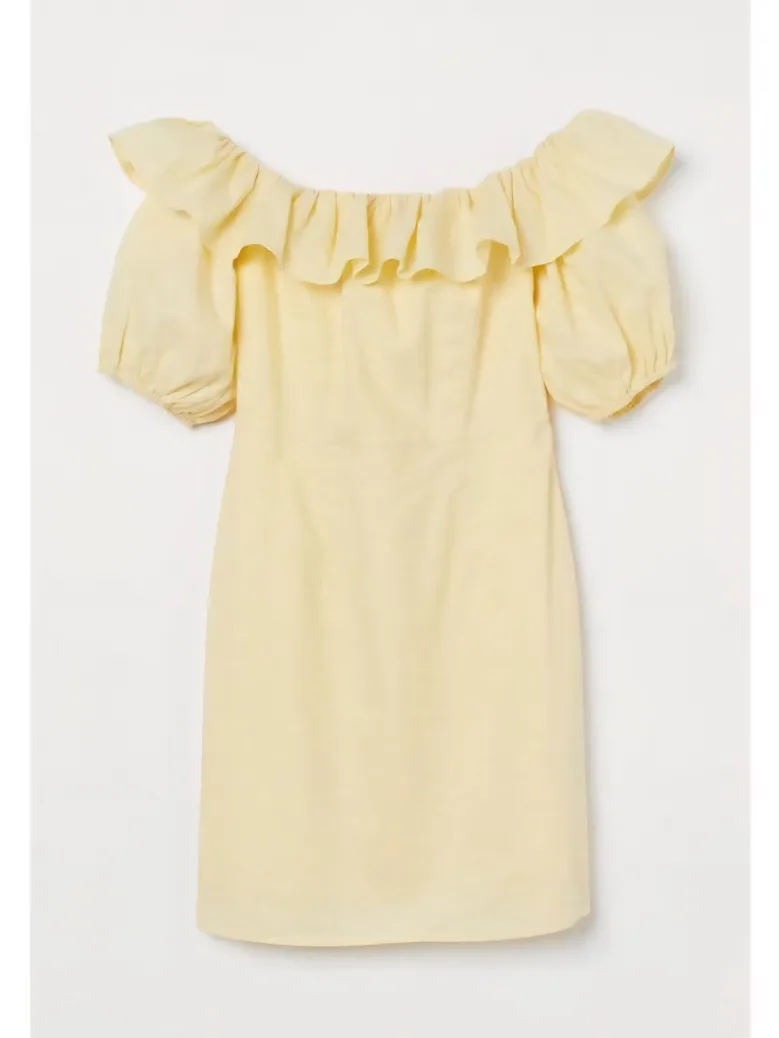 H&M 옐로우 오프숄더 미니 원피스 - 새상품