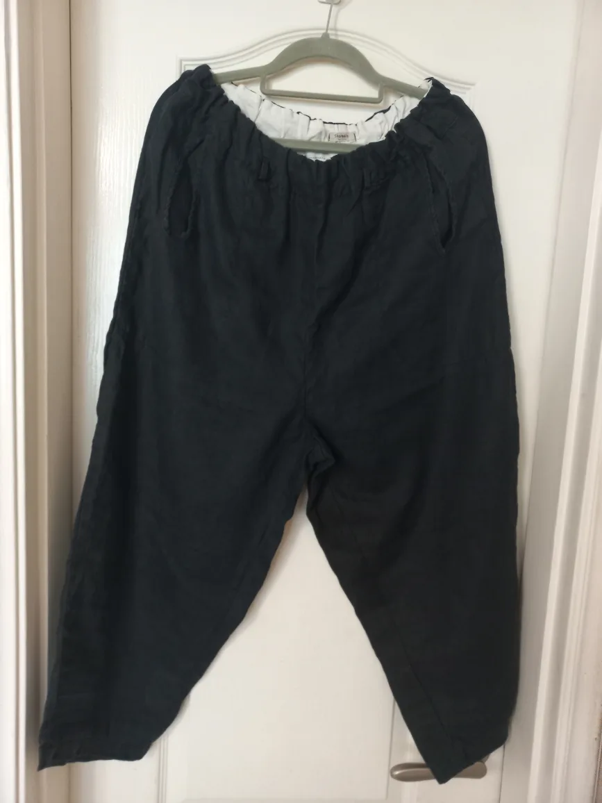 린넨 검정 와이드 팬츠