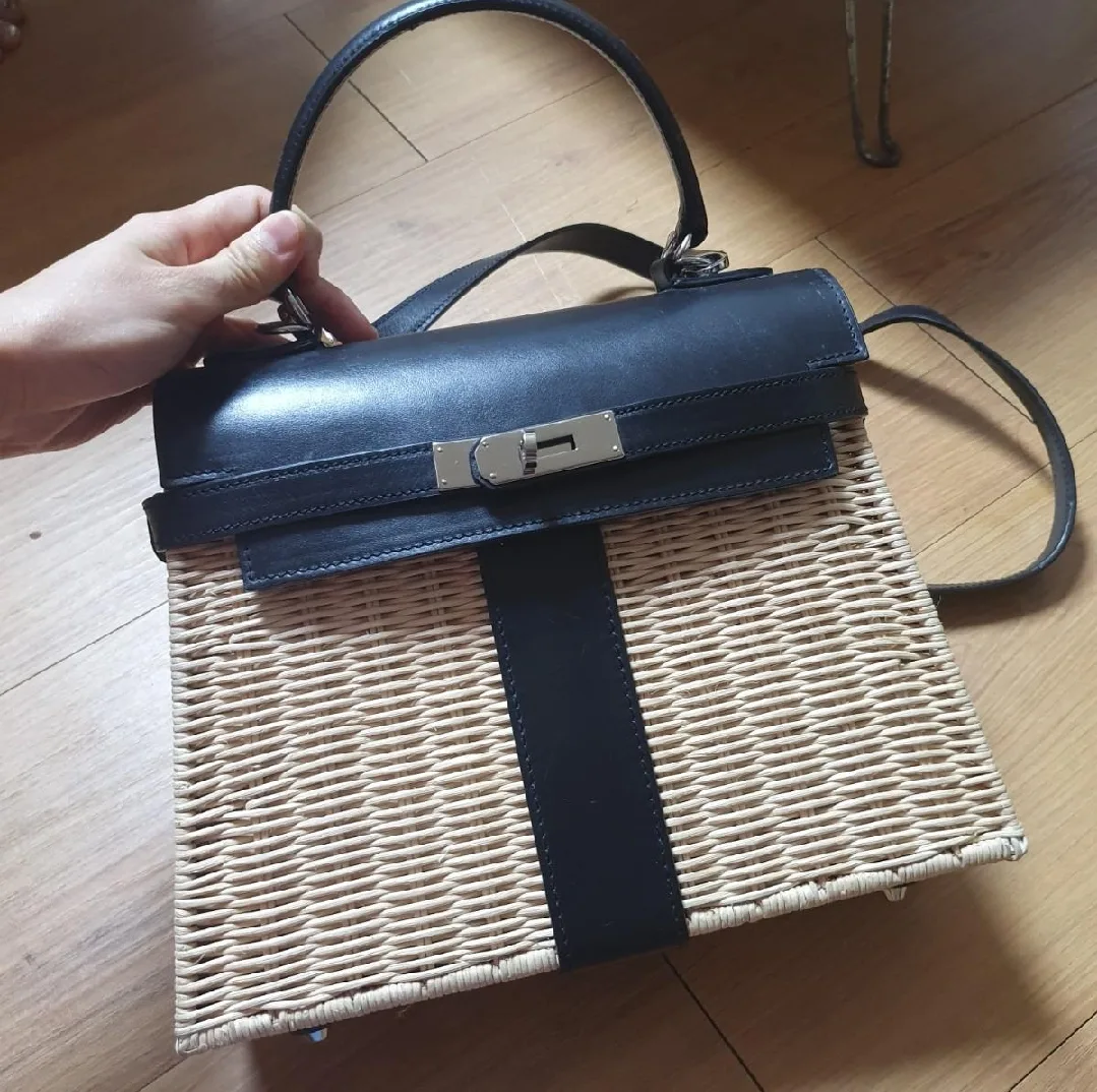 라탄 & 가죽 토트백