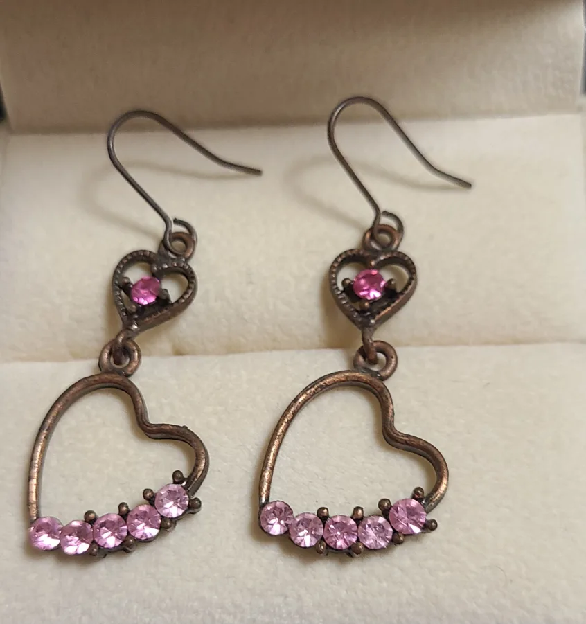 하트 큐빅 드롭 귀걸이  중고