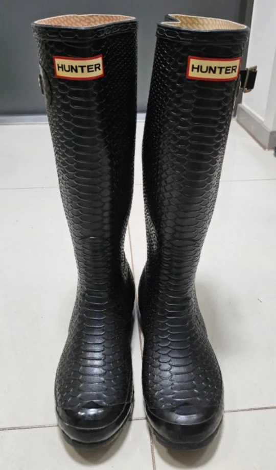 헌터 뱀피 롱 레인부츠 uk5(240)