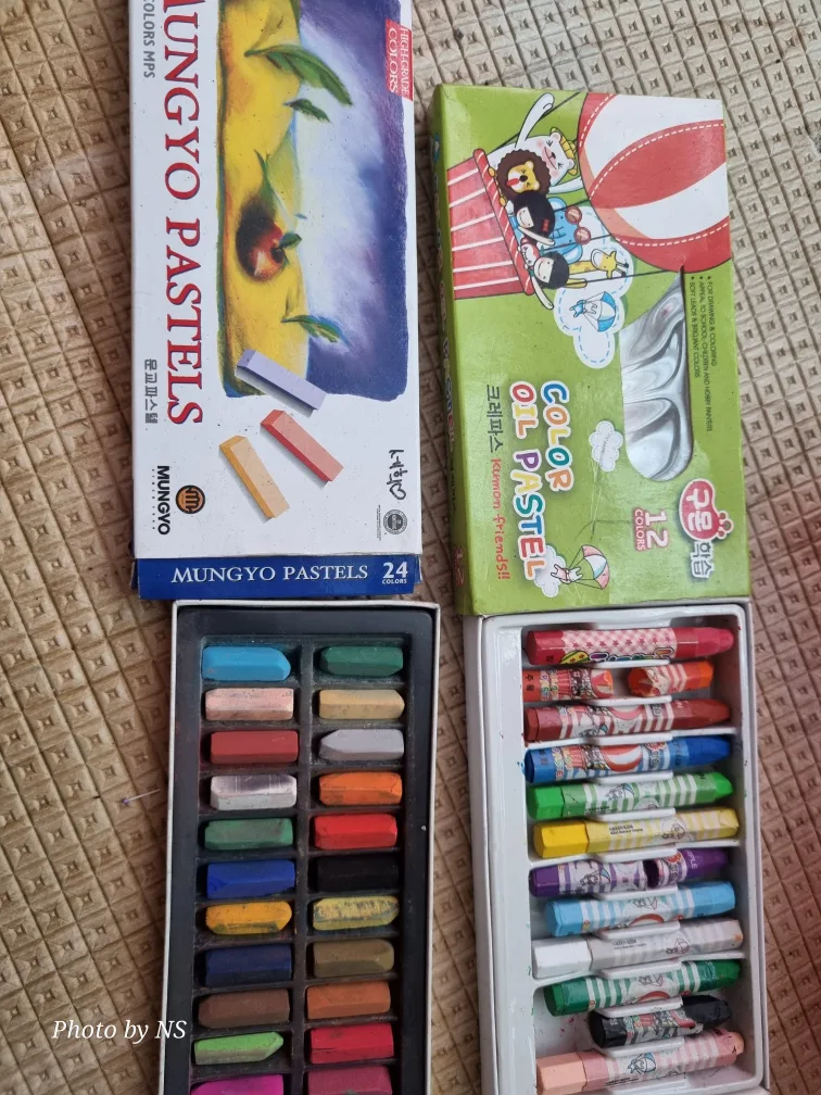 크레파스 12색, 파스텔 24색 중고품