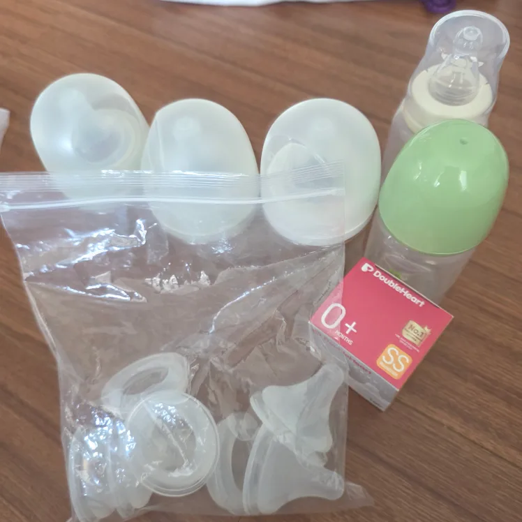 더블하트 모유실감 젖꼭지 새상품(+중고7개)+더블하트젖병3ps)