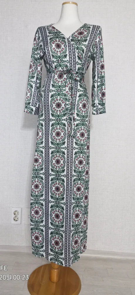 플라워 패턴 롱 원피스