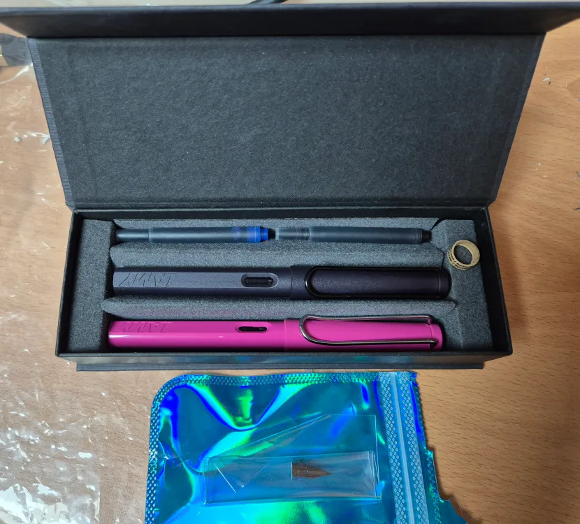 라미사파리 만년필 캘리그래피1.5촉(핑크)+ef촉(스틸블랙)+중고 ef촉