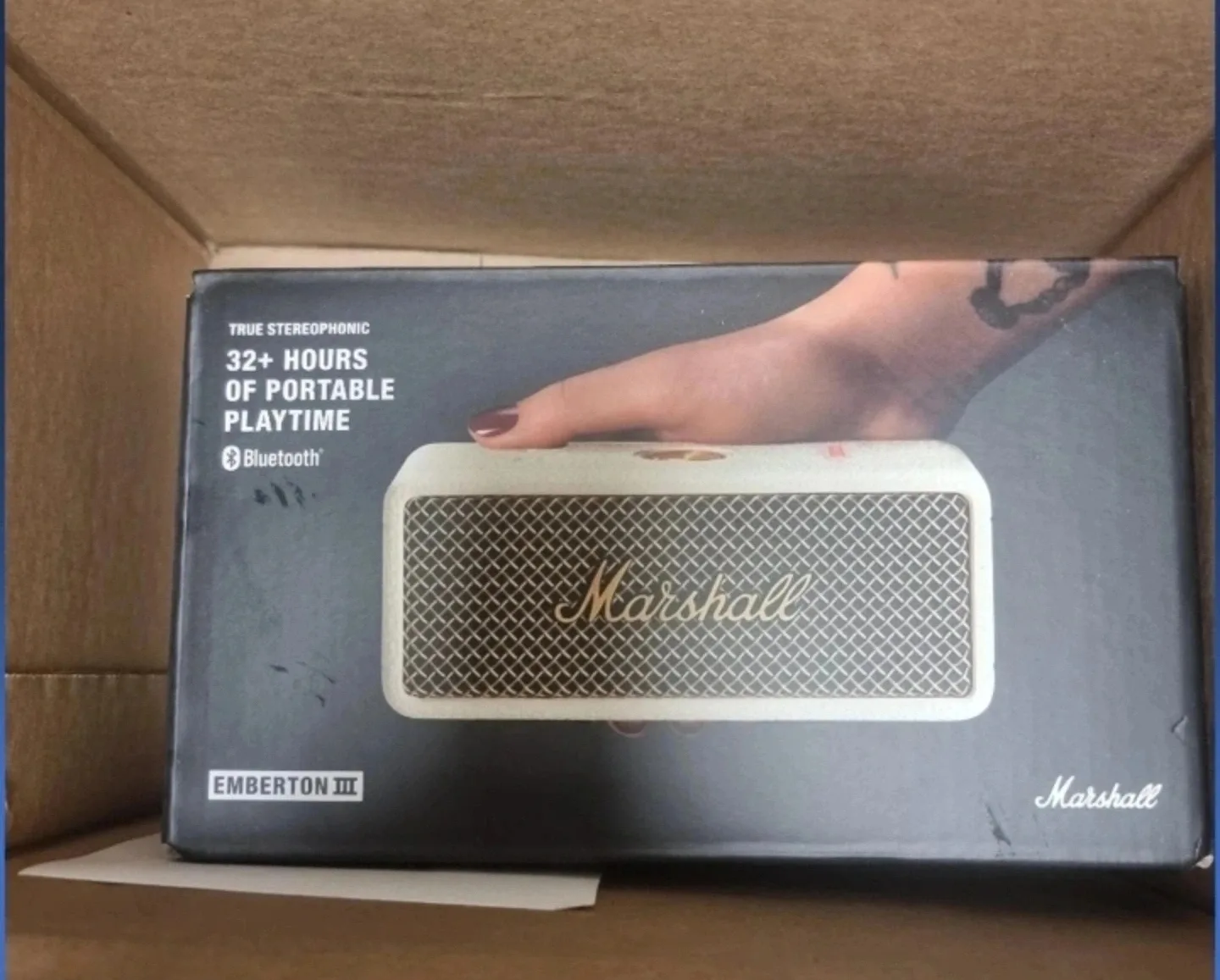 새제품)마샬 엠버튼 3 블루투스 스피커 크림색상