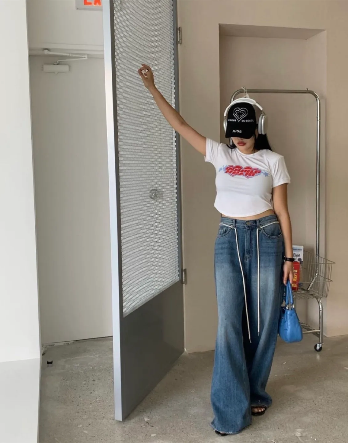 끈 와이드데님팬츠