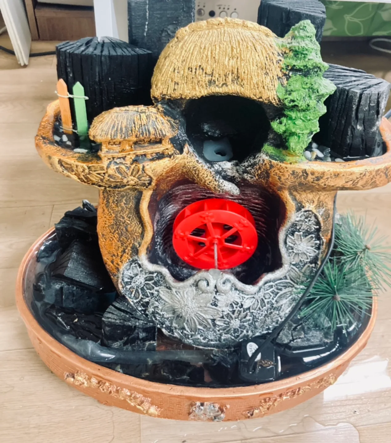 [중고] 초가집과 물레방아(장식용)