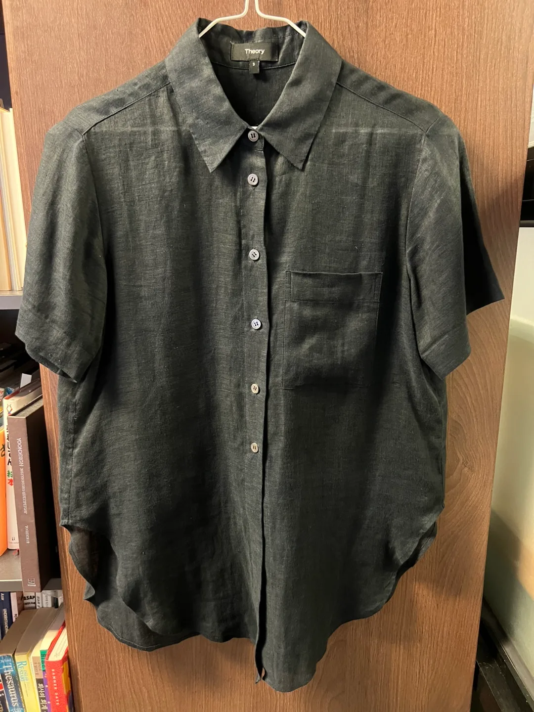 띠어리 THEORY 블랙 린넨 반팔셔츠