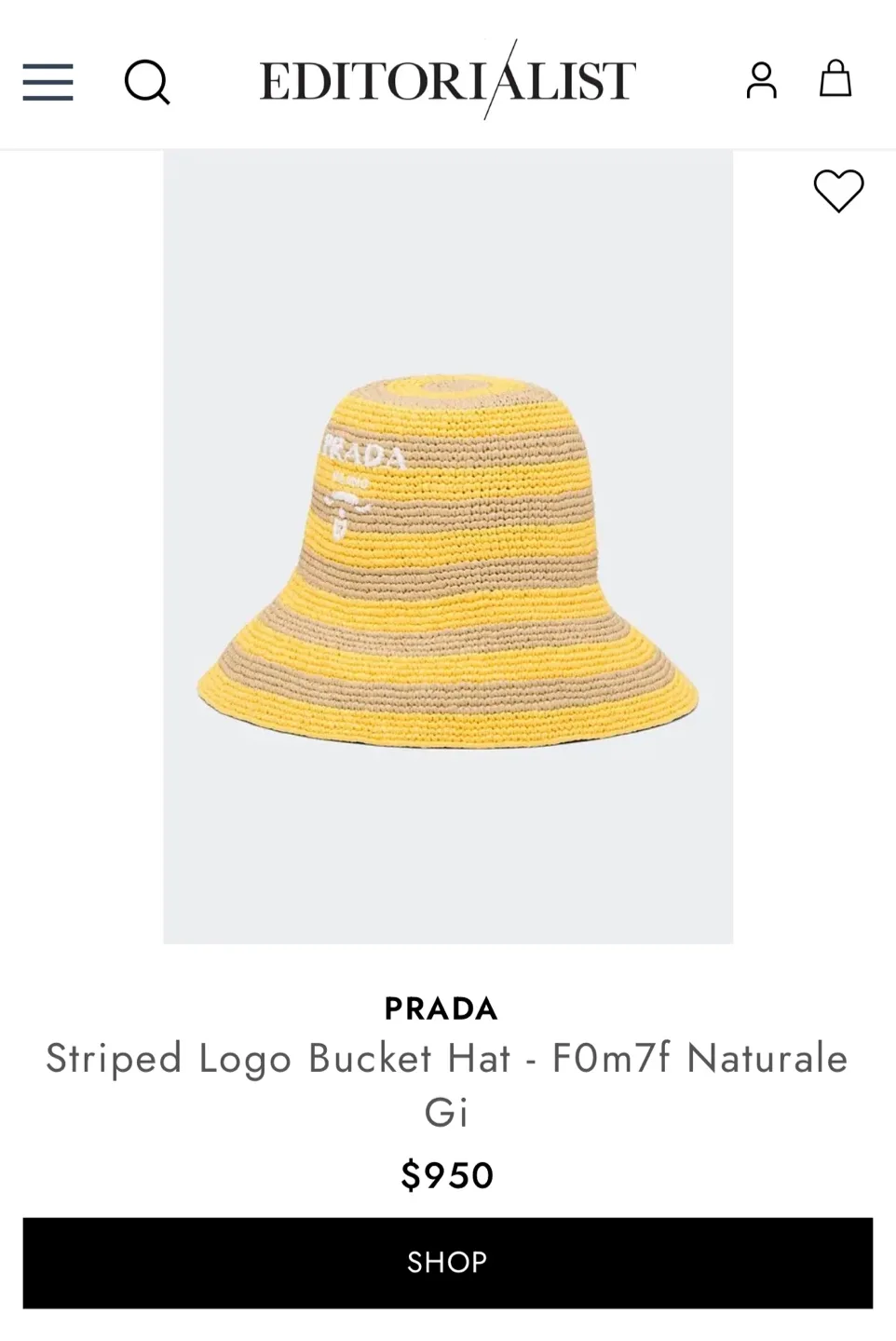 프라다 라피아 버킷햇 m