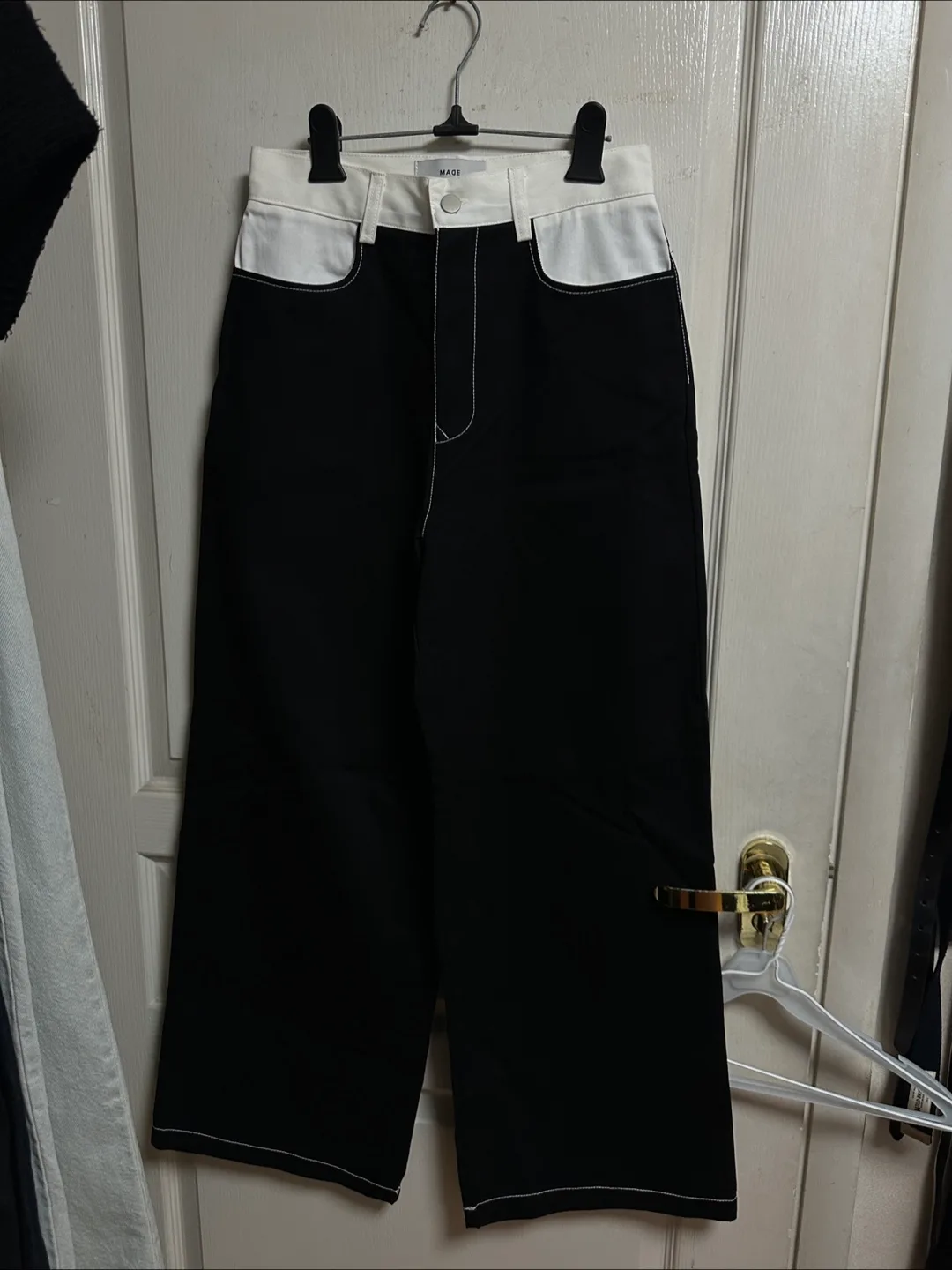 여성 블랙 와이드팬츠 M