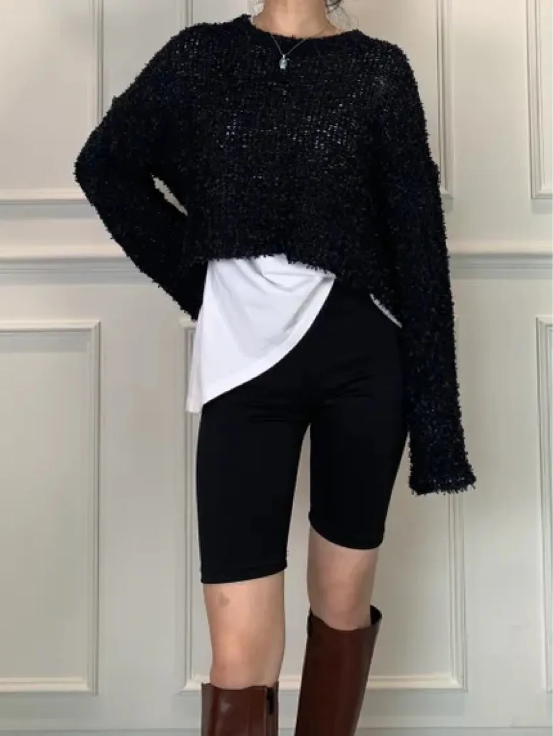 5부 바이커 쇼츠 블랙