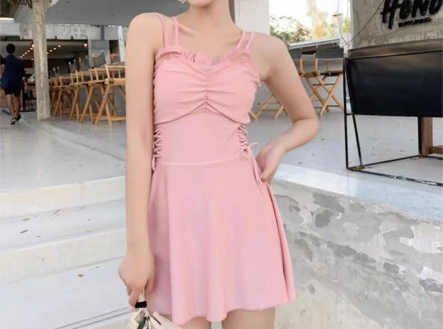 새상품) 핑크 원피스 수영복 프리사이즈