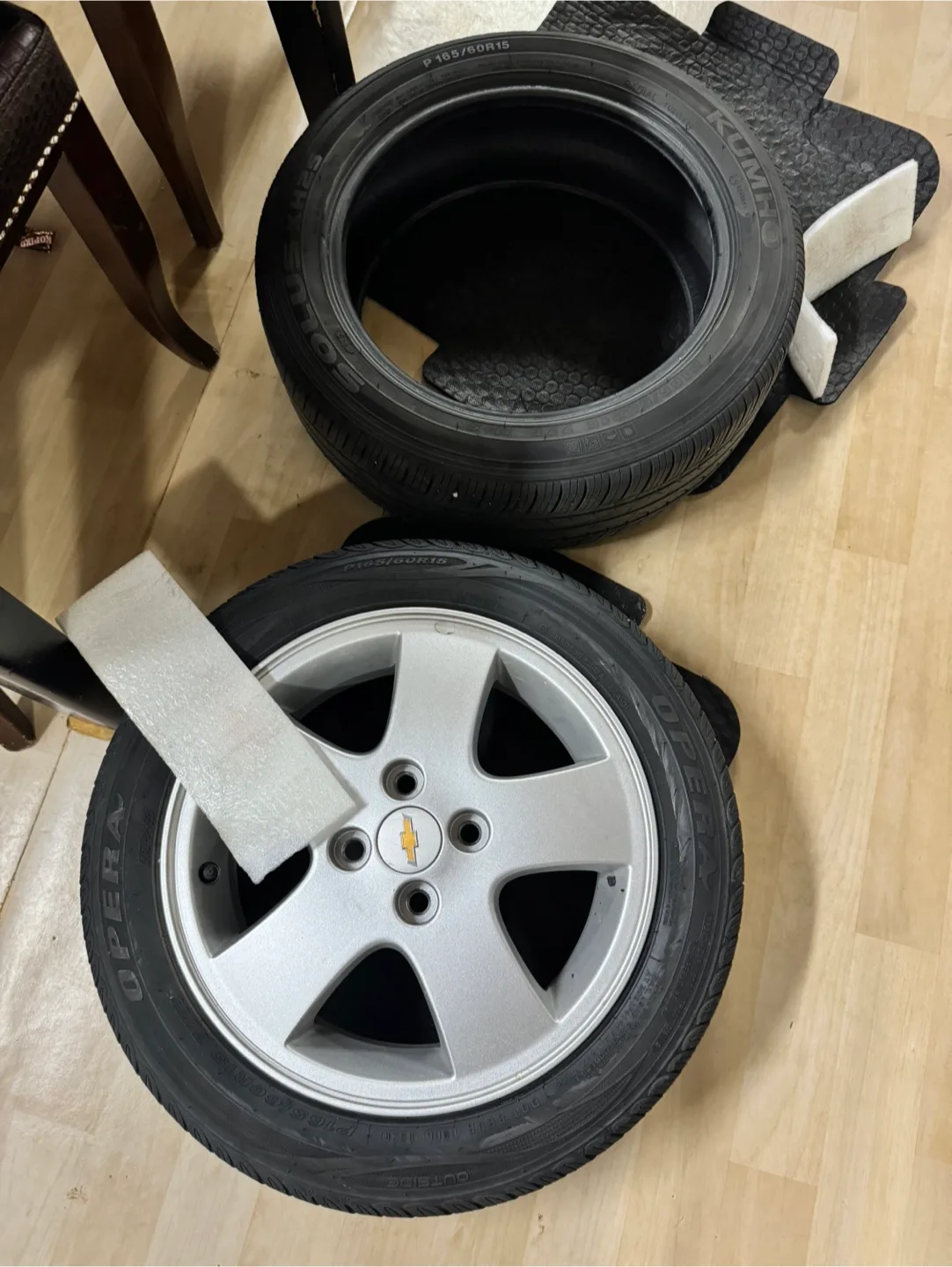 165/60R15  휠과 + 금호 중고 타이어 2개