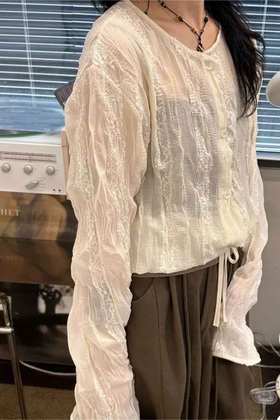 가을 가디건/화이트 셔링 블라우스