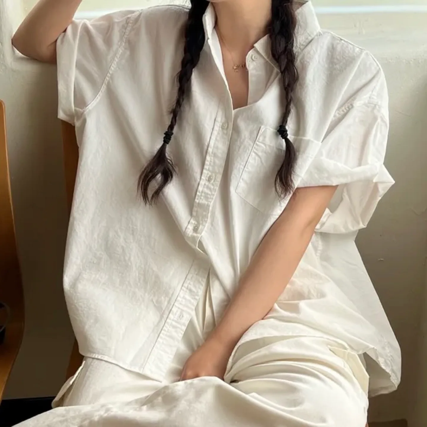 (1회 착용) 코튼 셔츠 화이트