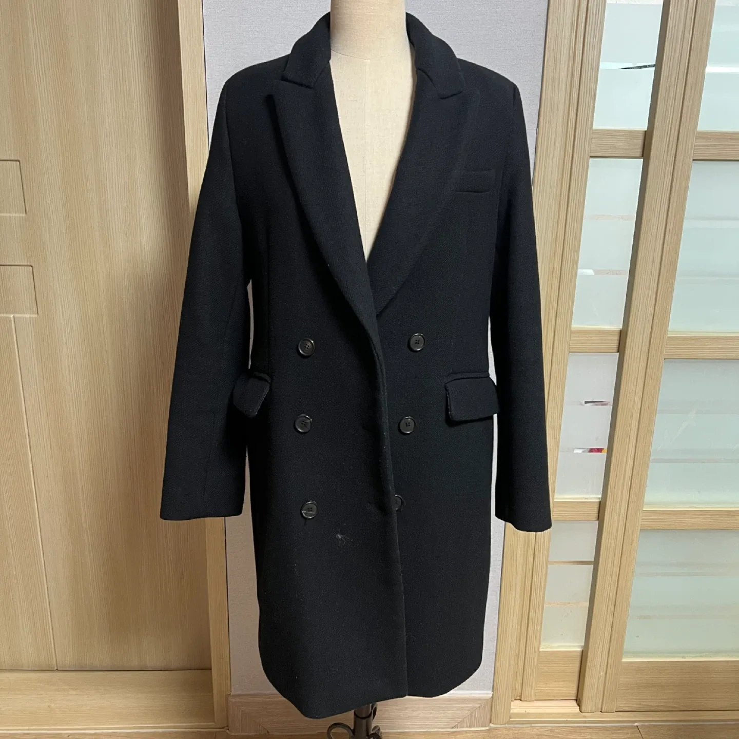 블랙 3버튼 기본 모직 코트 m 검정 베이직 겨을 봄 가을 외투 자켓