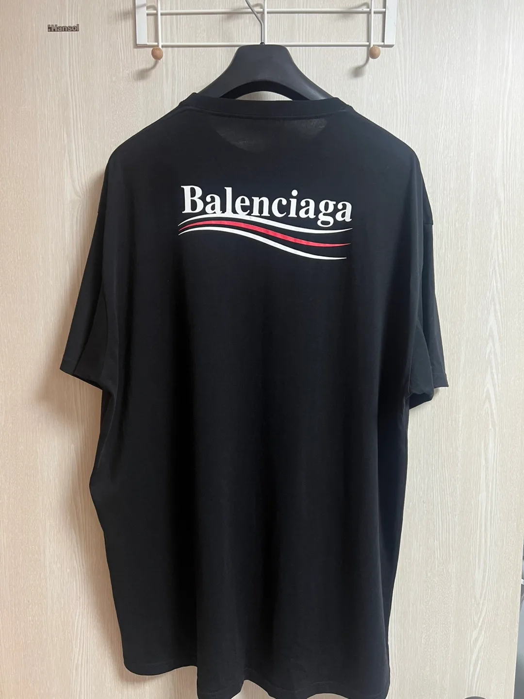 [극미중고,정품] 발렌시아가 웨이브로고 반팔 블랙