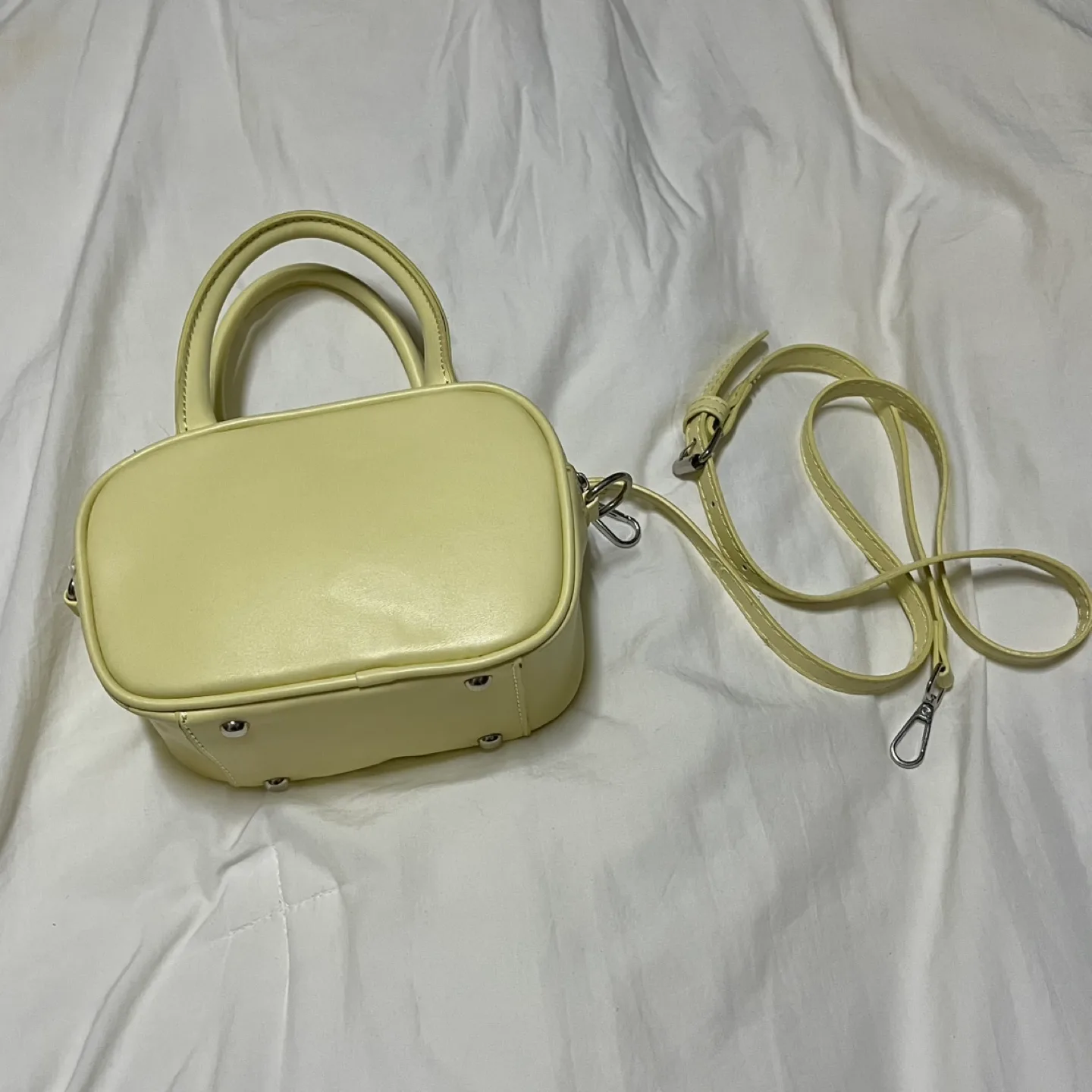 중고 ) 레몬옐로우 미니토트백 크로스백