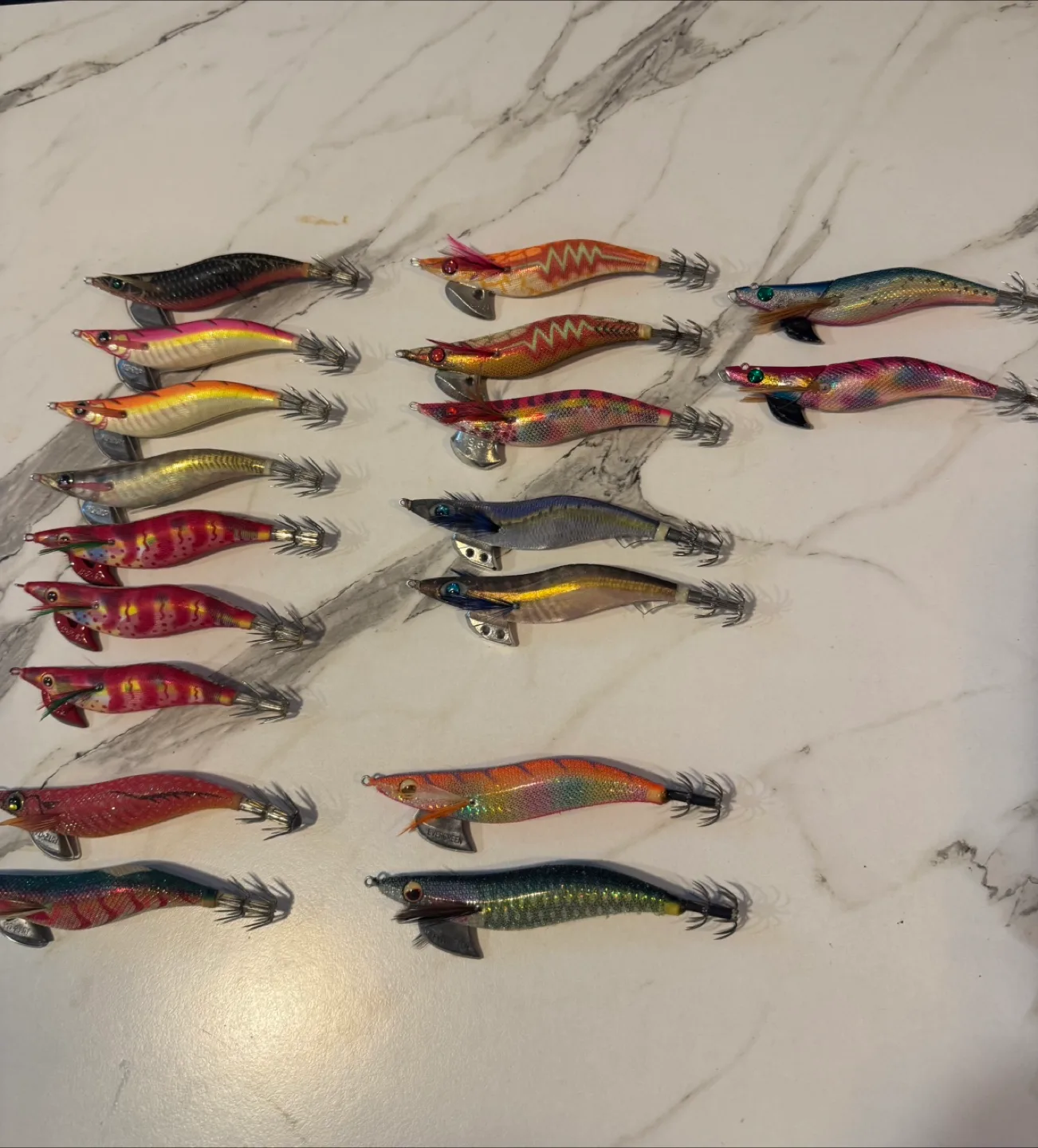 무늬오징어용 에기 팝니다. 중고/새것 섞여있음