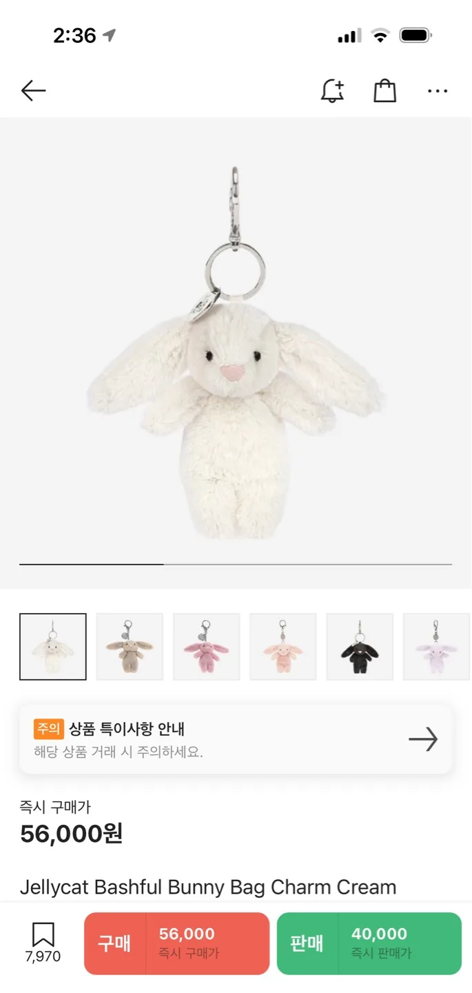 정품) 젤리캣 배쉬풀 버니 토끼 키링 *크림 색상