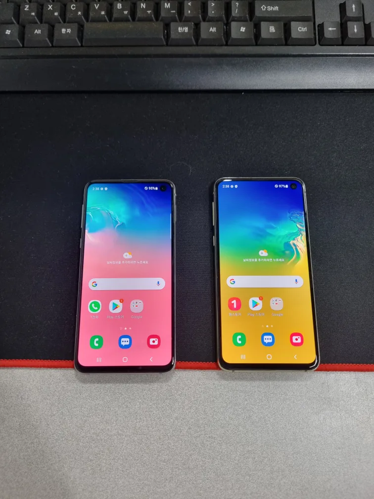 갤럭시 S10e 옐로우 & 화이트 무잔상 중고폰 싸게팔아요