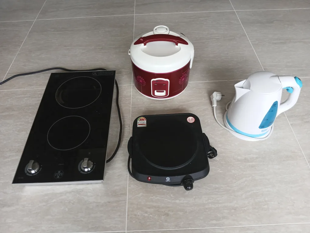 핫플레이트 2개 + 밥솥 + 전기포트 일괄