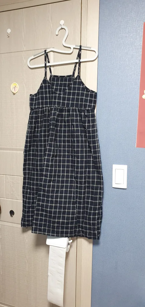 체크 끈나시 원피스