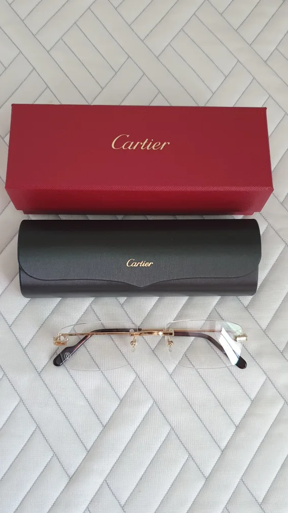 까르띠에 중고 [CT0259O-002 Gold] 림리스 무테 안경