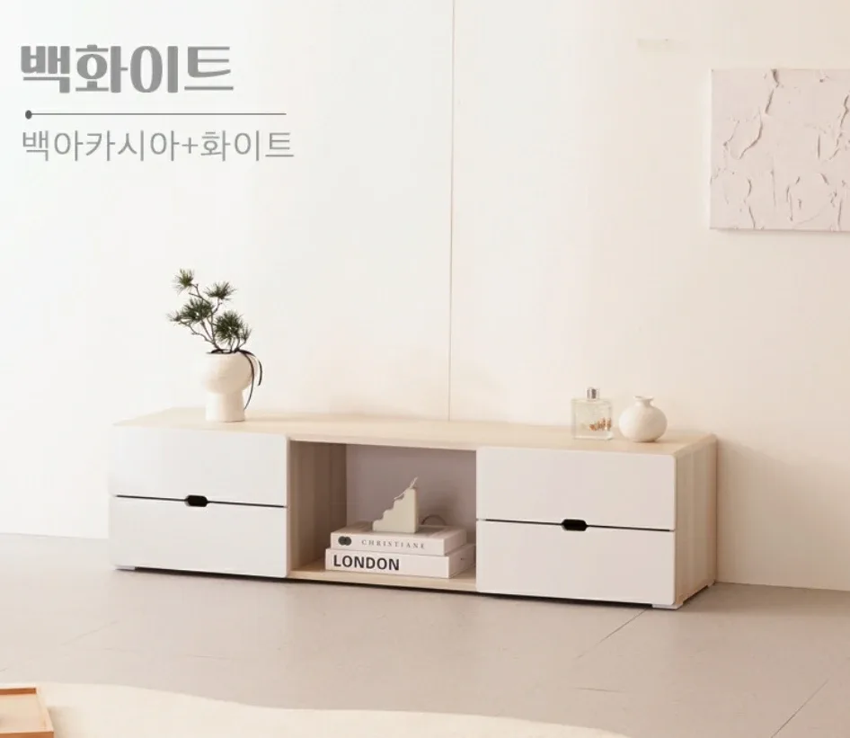 레미 1200  백화이트 거실장 (중고)