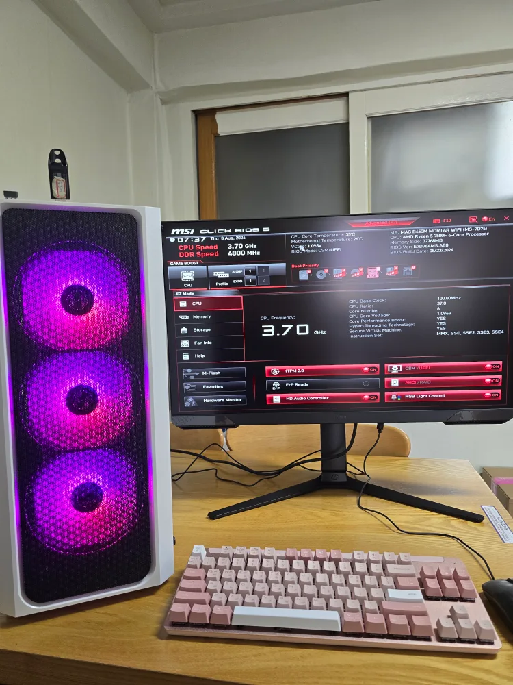 수냉쿨러 PC (i5-14400f,4060Ti) +삼성 오딧세이 (27인치 165hz)모니터
