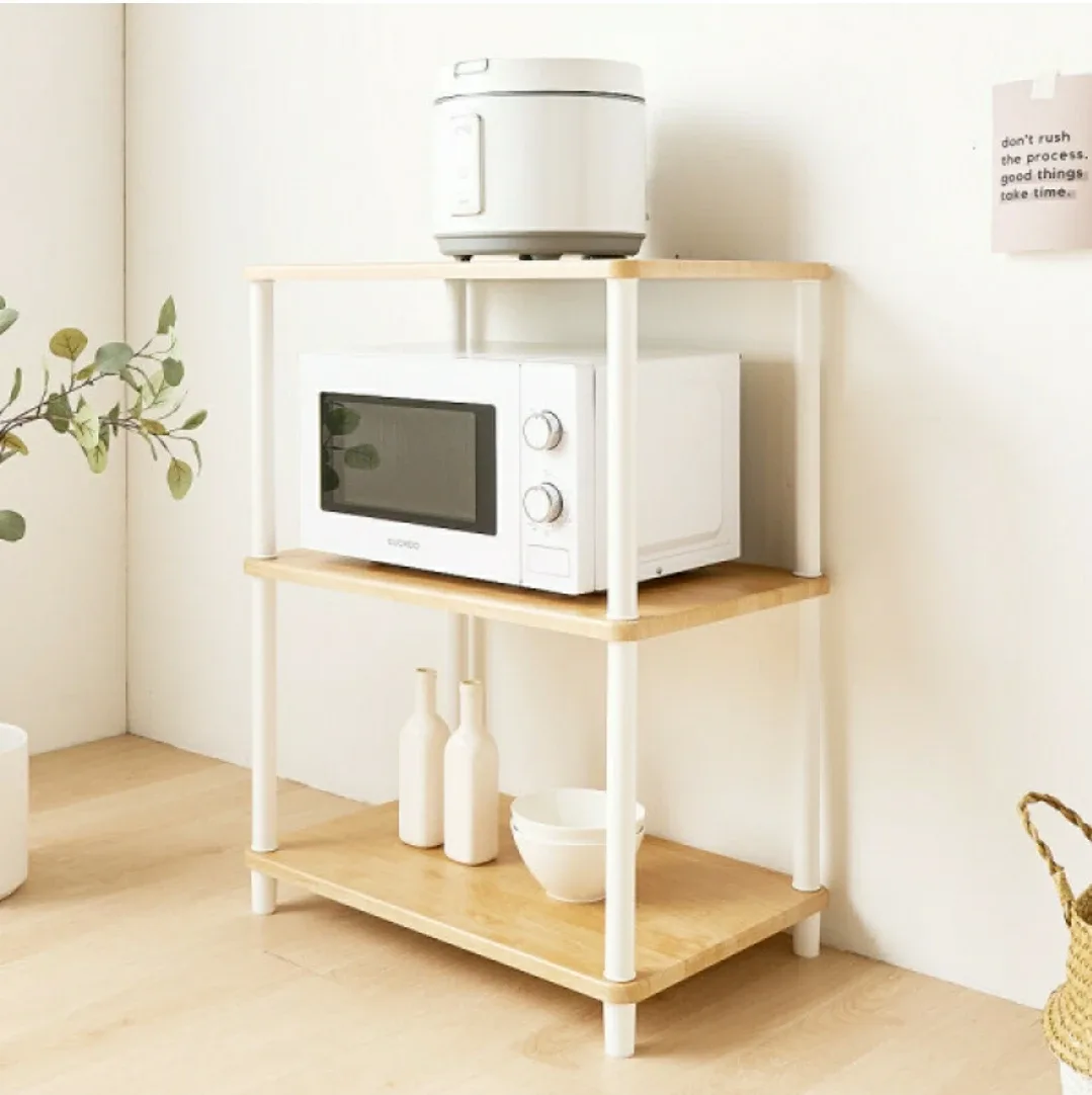 3단 선반장 진열장 전자렌지대 (오크화이트색상)(중고)
